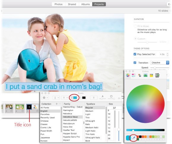 Add text to slideshow in Photos for Mac