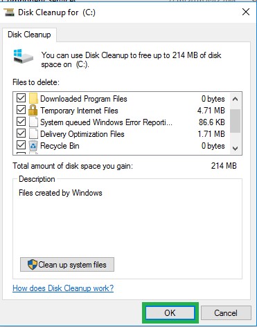 disk cleanup for c