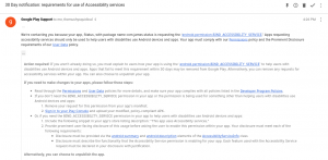 Google Say No to the Powerful Use of Apps through Android Accessibility API