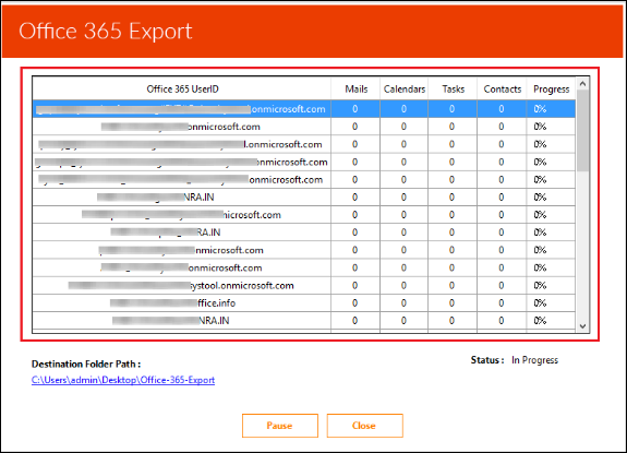 Office 365 Export Process