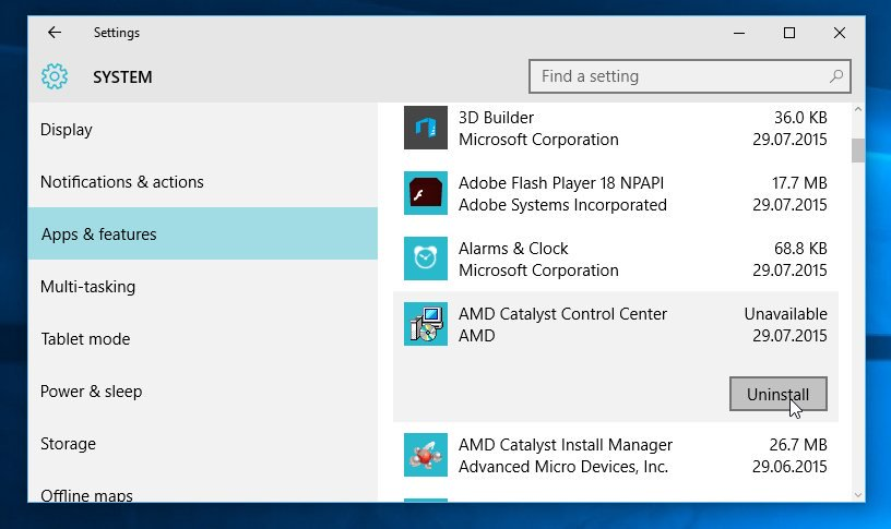 Apps & Features