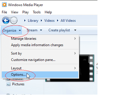 WindowsMediaPlayerOrganizeOptions
